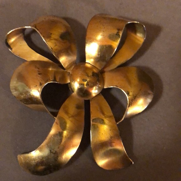 Monet Vintage Sterling Vermeil Bow Brooch - Picture 5 of 8